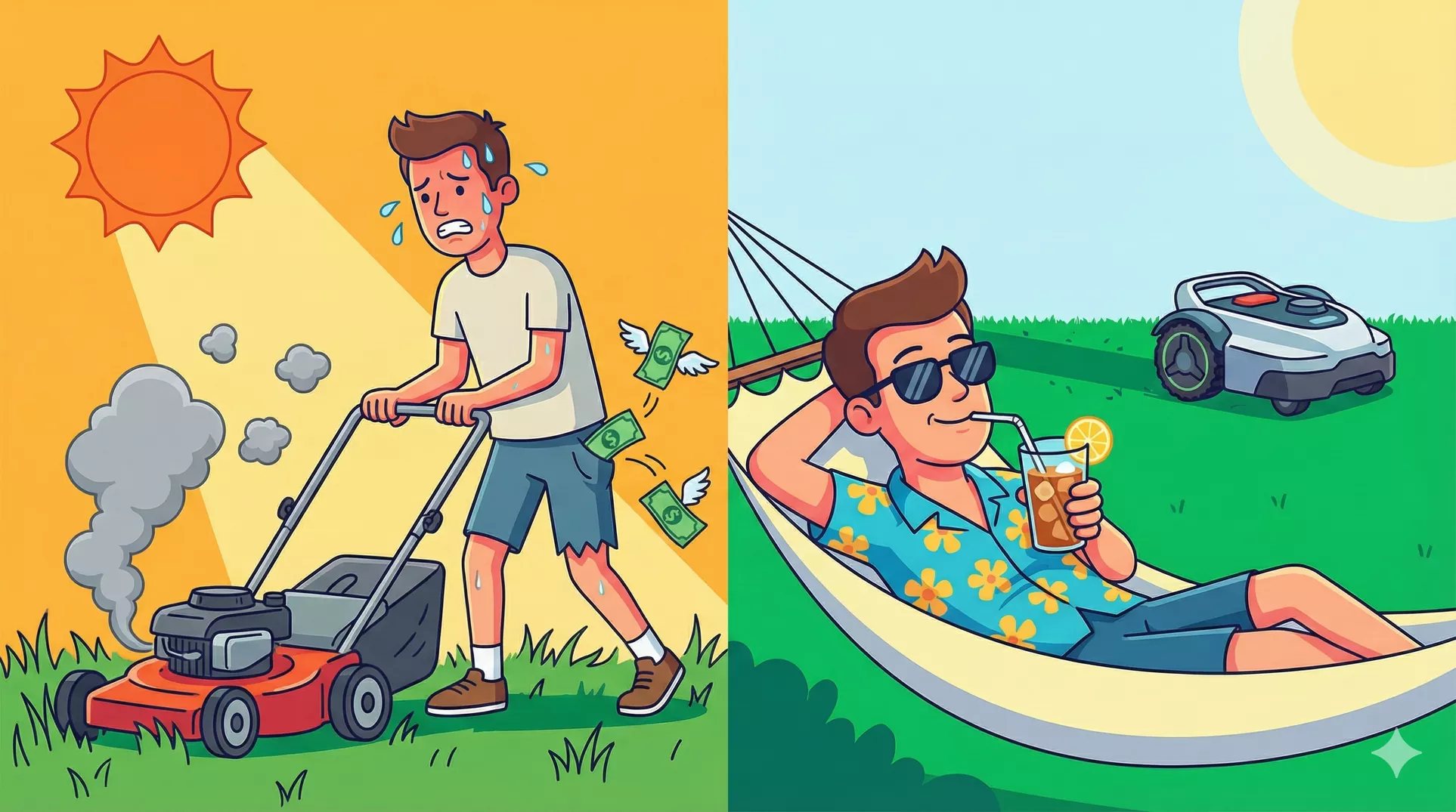 Cost comparison of robot mower vs gas mower